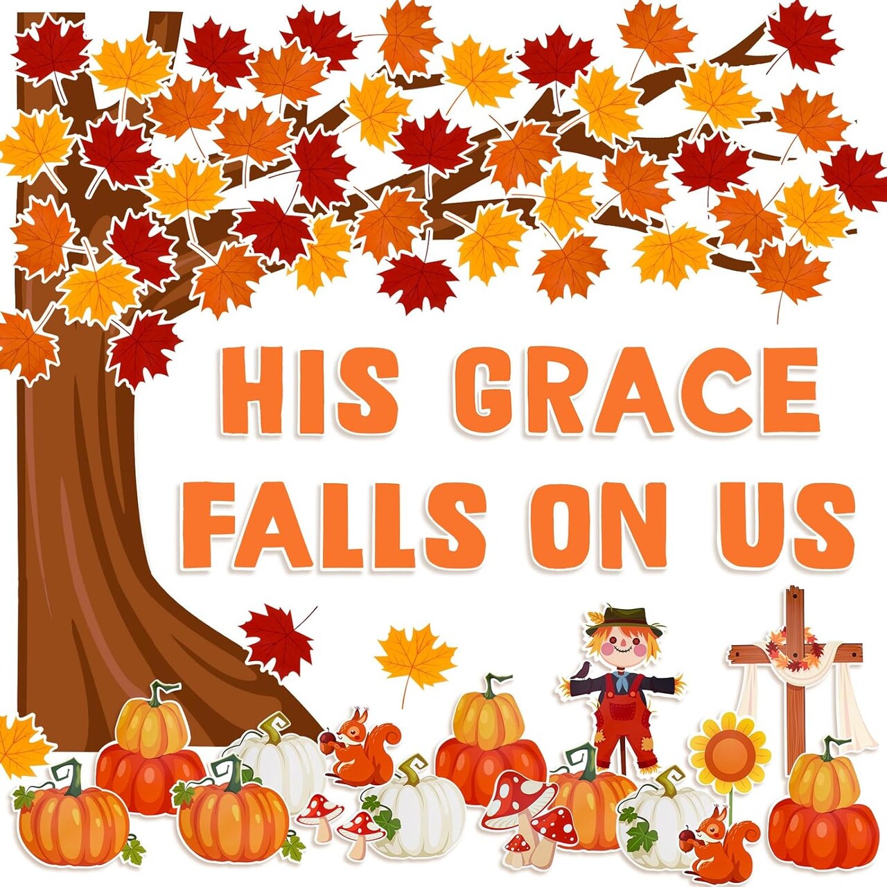 89PCS His Grace Falls on Us Christian Bulletin Board Sets (Multicolored)